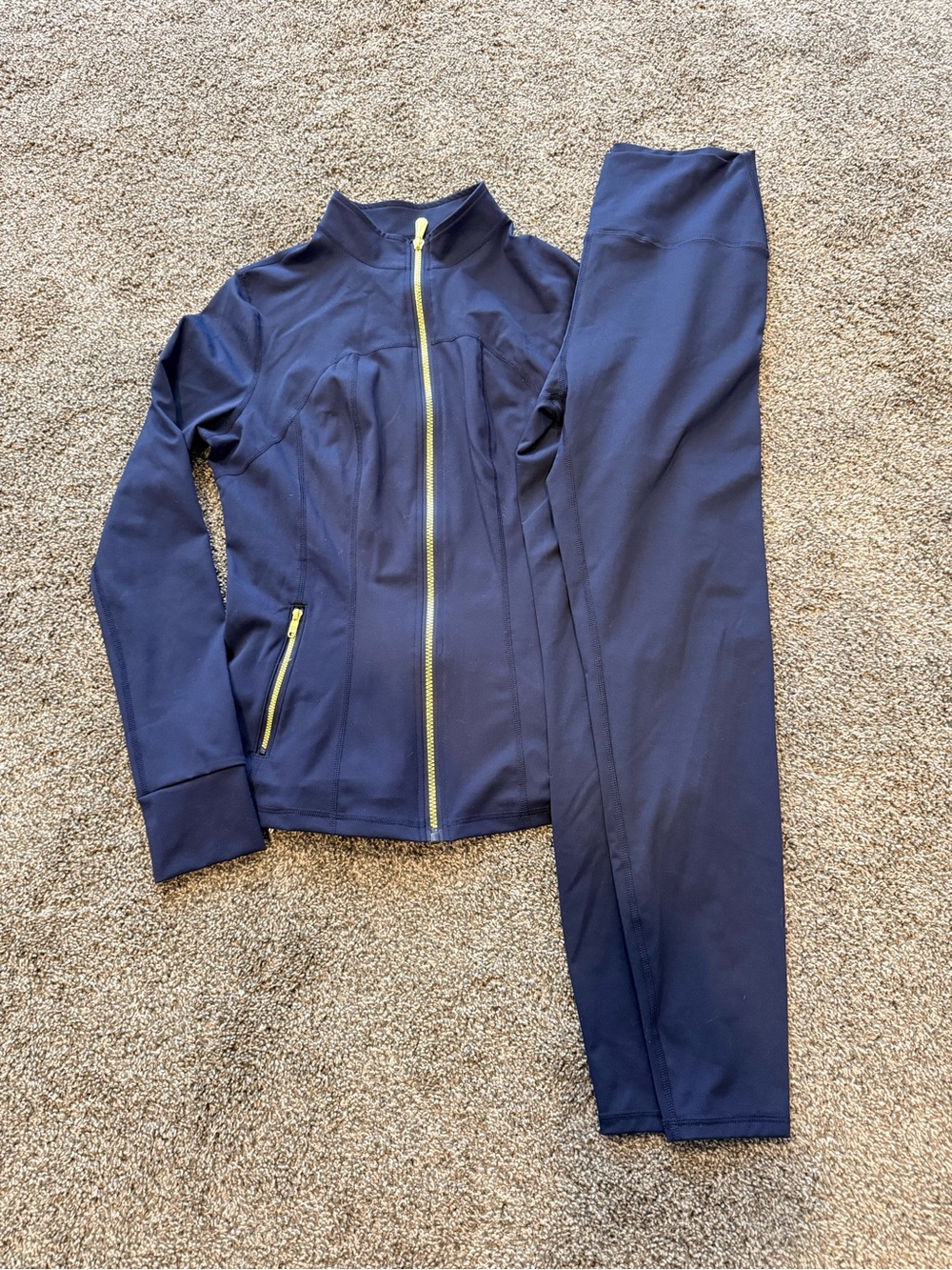 NEW - Size Large - Women's Navy Leggings Set with Gold Zip Accents - Picture 2 of 5
